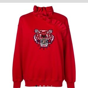 Kenzo ruffled tiger embroidery sweatshirt